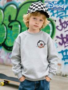 Disney Mickey Mouse Pattern Hooded Sweatshirt - Street Style, Round Neck Casual Summer Top, Suitable For Both Boys And Girls, Perfect For Holiday Parties, Gatherings, Outdoor Activities, And Everyday Casual Wear. - Xám - Xem 2