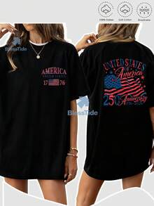 Funny Mother's Day April Fools' T-Shirt For Women | Duck Riding Scooter With Coffee Graphic Cotton Tee | Novelty Gift For Mom, Wife, Daughter - 黑色 - 查看 1