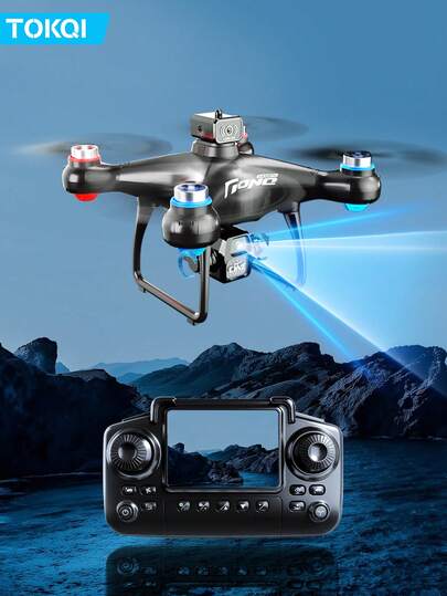 TOKQI E55AIR Brushless Dual Camera Quadcopter Drone With Smart Optical Flow Hovering, Gesture Control Photography, Intelligent Obstacle Avoidance, Wireless Remote Control And Display Screen, Suitable For Adults And Teenagers For Indoor And Outdoor Use