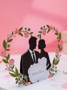 1pc 3D Pop-Up Wedding Invitation Card With Bride Groom Design Creative Wedding Invite Greeting Card For Valentine's Day Wedding Engagement Bridal Shower Party - Wedding - View 5