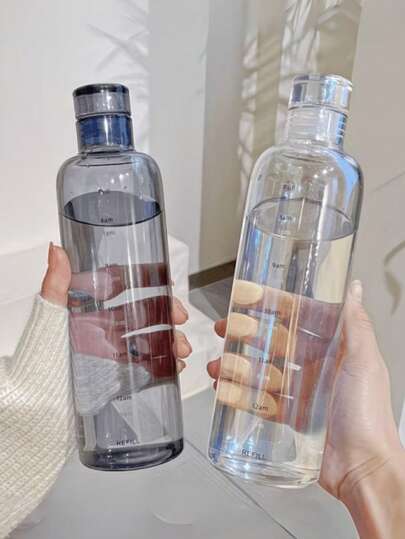 2pcs Time Scale Water Bottles - Leak-Proof Design - Lightweight & Portable, Suitable For Gym, Hiking And Various Sports