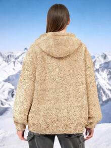 女士长袖休闲星空绒毛连帽卫衣 - 彩色 - 查看 3