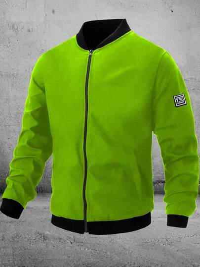 Men's Casual Zip-Up Jacket, Thick, Lightweight Polyester Fabric, Regular Fit Suitable For Fitness Training And Casual Wear, Outdoor Sports Jacket