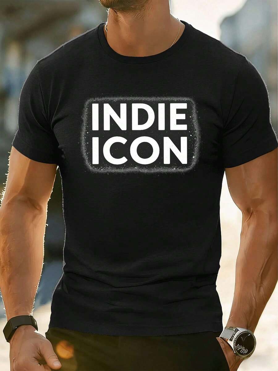 T-shirt n oi r en coton doux, imprimé tenda nce, style hip-hop, respirant, collection printemps. - Noir - Voir 1