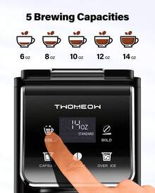 SHARDOR Coffee Maker Hot & Iced With Bold Setting,Single Serve Coffee Maker, 52 Oz Removable Water Tank,6-14 Oz Brew Sizes,One Cup Coffee Machine With Reusable Filter, Black. - US A Type Plug(110-127V) - View 6