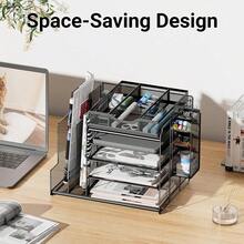 Aimall Office File Rack Storage Rack, Multi-Layer Desktop Storage Rack, Office Supplies File Storage Rack - Black - View 11