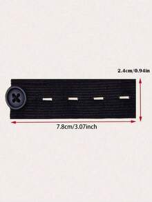 2-Piece Waist Belt Extension Buckle, Elastic Adjustable Pants Extension Belt, Elastic Buttons For Maternity Pants - 2pcs Black - View 4