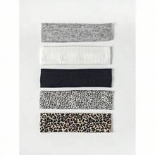 5pcs Versatile Satin Leopard Print Headbands, Women Everyday Hair Accessories Turban Headband Sweatband, Hairband Fall Winter Hair Band For Vacation Outfits Woman Elegant Scarf Women Bandanas Soft Headwrap - Multicolor - View 5
