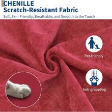 Sofá Seccional Modular de 4 Asientos, Sofá Seccional Largo de 104 Pulgadas, Sofá Moderno en Forma de L con Otomano, Asiento Profundo, Sofá Modular Convertible de gran tamaño para la Oficina del Apartamento de la Sala de estar, Chenilla, Rojo - Rojo - Ver 6