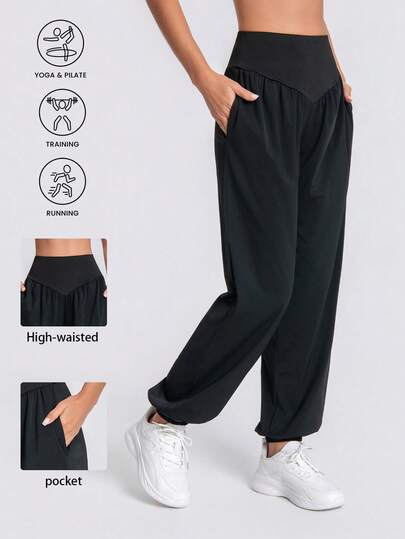 New Women's Casual Drawstring Pants With Pockets, Cooling, Breathable, Quick-Drying, Suitable For Daily Casual & Sports Wear