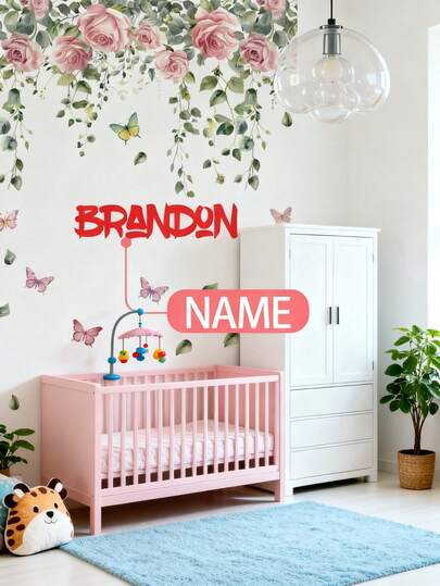 1pc - Customized Gift Wall Decal - Girls Room Decor, Self-Adhesive Removable Children's Room Decorative Wall Paper, Personalized Gift Wall Sticker For Living Room, Window Sticker Cute Creative Kids Bedroom Decor