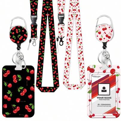 1 Set (Badge Clip + Card Holder + Lanyard) Casual Versatile ID Badge Reel, Cute Sweet Work Label Badge Holder With Rotating Clip, Nurse Name Card Holder, Medical Assistant Sleeve Badge, Work Label Badge Companion, Double-Sided Printed Lanyard For Women. Suitable For Healthcare Workers, Social Workers, Youth, Truck Drivers