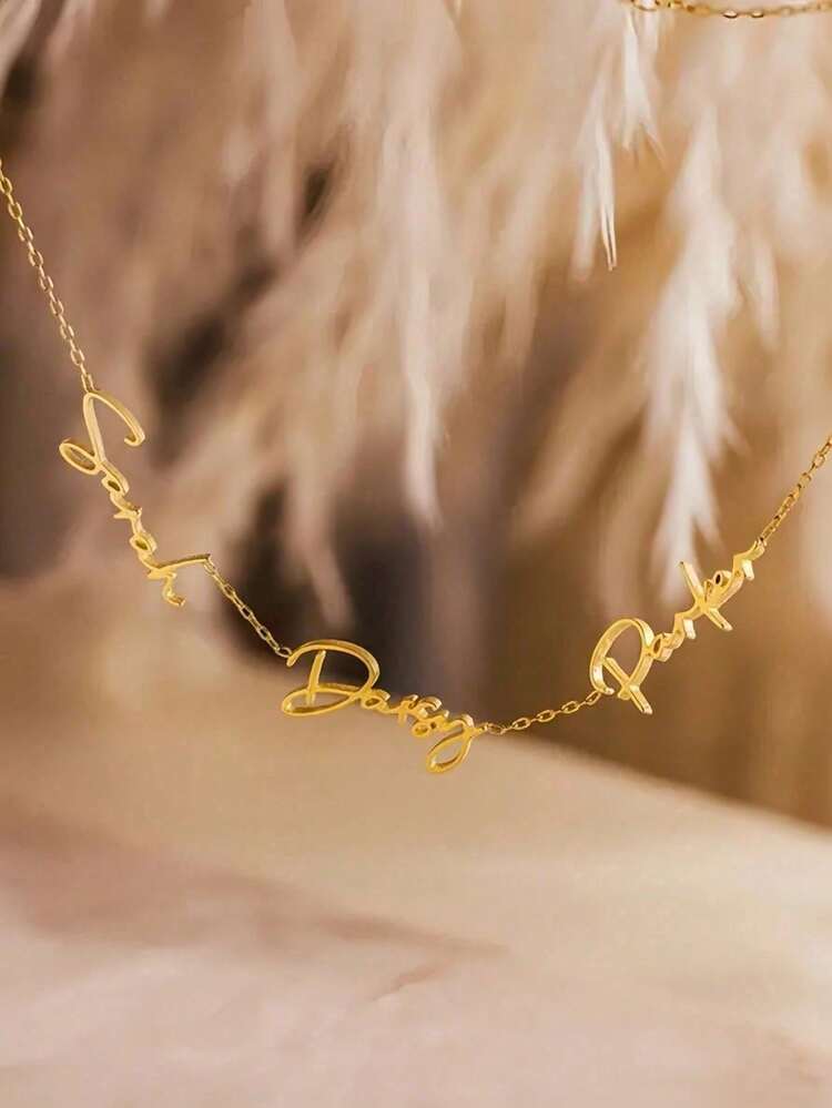 1pc Custom 18K Gold Plated Necklace With English Name 5 Names Women Custom Necklace, Girlfriend Birthday Gift, Holiday Gift Valentine's Day Gift For Girlfriend Mother Graduation Christmas Gift Rose Gold, Platinum, Frost Gold Junior High School Students, Middle School Students, High School Students, College Students, College Students, Freshman, Sophomore, Undergraduate Students,Chic Autumn - Nhiều màu - Xem 16