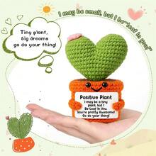 1 Stück handgefertigte gehäkelte Dekorationsfigur für den Schreibtisch, süße Cartoon-Tier- und Pflanzenformen, ideal als Geburtstagsgeschenk/Freundschaftsgeschenk für beste Freundin, Schwester, Mutter, Großmutter, Kollegin, Familie, ihn/sie, Unterstützung positiver Emotionen, kreative Party-/Thanksgiving-/Valentinstag-Dekoration, Kinderkuscheltier, Zimmer-/Schreibtisch-Ornament, kleine Erinnerungsstücke - Verschiedenfarbig - Übersicht 15