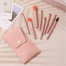 8pcs Portable Makeup Brush Set, Mini Soft Nylon Makeup Tools - A - View 1