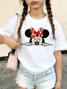 Girls' Disney Minnie Mouse Print Tee - Everyday Kids Wear (Ages 2-14) - Express Delivery - 白色 - 查看 1
