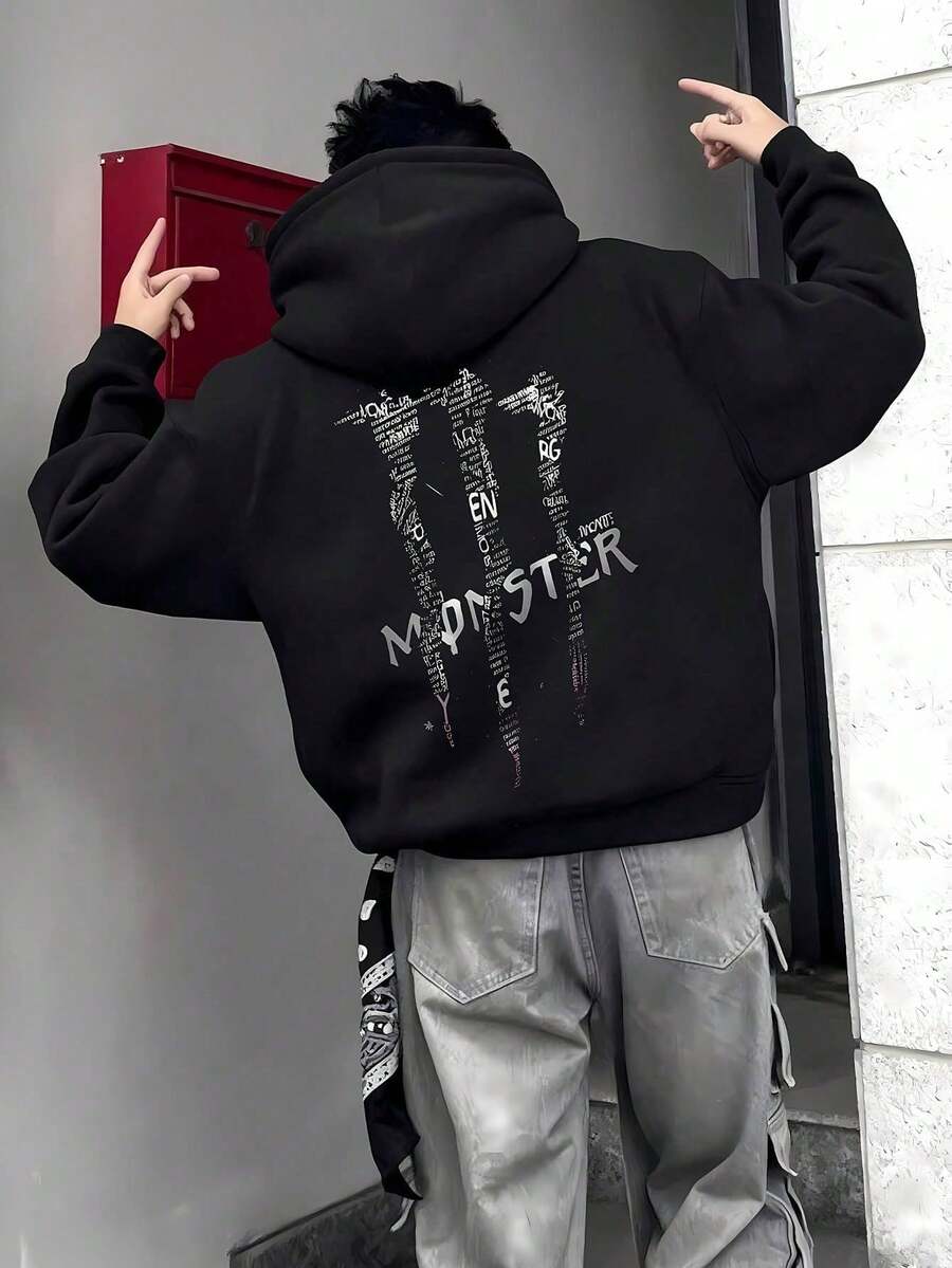 Mo-Nster En-Ergy Collage, Men's Hoodies, Men's Winter Clothing, Men's Sportswear, Holiday Clothing, Casual Loungewear, Fashion, Suitable For Women And Men - 黑色 - 查看 1