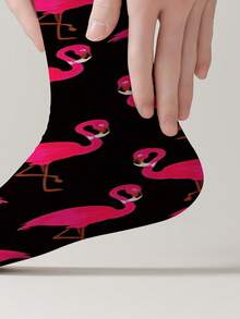 1双360度印花袜子，创意独特3D数码印花中筒袜，情侣袜，情人节礼物 - 黑色 - 查看 4