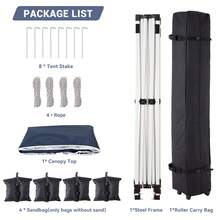 Carpa plegable de 10 x 10, carpa comercial resistente, carpa portátil con dos paredes laterales, techo ventilado, bolsa de transporte con ruedas y saco de arena para eventos, fiestas y campamentos. - Azul - Ver 8