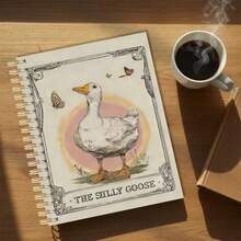 1 Cute "Cute Goose" Spiral Notebook Diary, Retro Pink Beige Cover With Goose Pattern, White Binding And Inner Pages, Compact Handbook, Dot Matrix/Illustration Pages, Suitable As A Cute Gift For Gifts, Office And Art Supplies - 1 - View 5