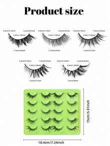 10对狐狸形斜角仿貂毛浓密睫毛，加长飞扬睫毛嫁接工具，合成假睫毛 - 黑色 - 查看 4