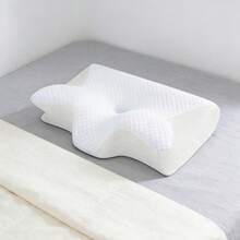 Oreiller cervical ergonomique 2 en 1 en mousse à mémoire de forme orthopédique, pour dormir sur le côté et sur le dos, 60 x 40 x 12 cm - Blanc - Voir 3