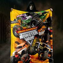 1PC 3D Monster Jam Monster Truck Cartoon Blanket, Edgy Gift For Motorsports Fans, Themed Man Cave Decor, Retro Sci-Fi Party Accent & Race Day Souvenir,Soft Throw Blanket For Home Bedroom Bed Sofa Picnic Travel Office Cover Blanket - nhiều màu 14 - Xem 6