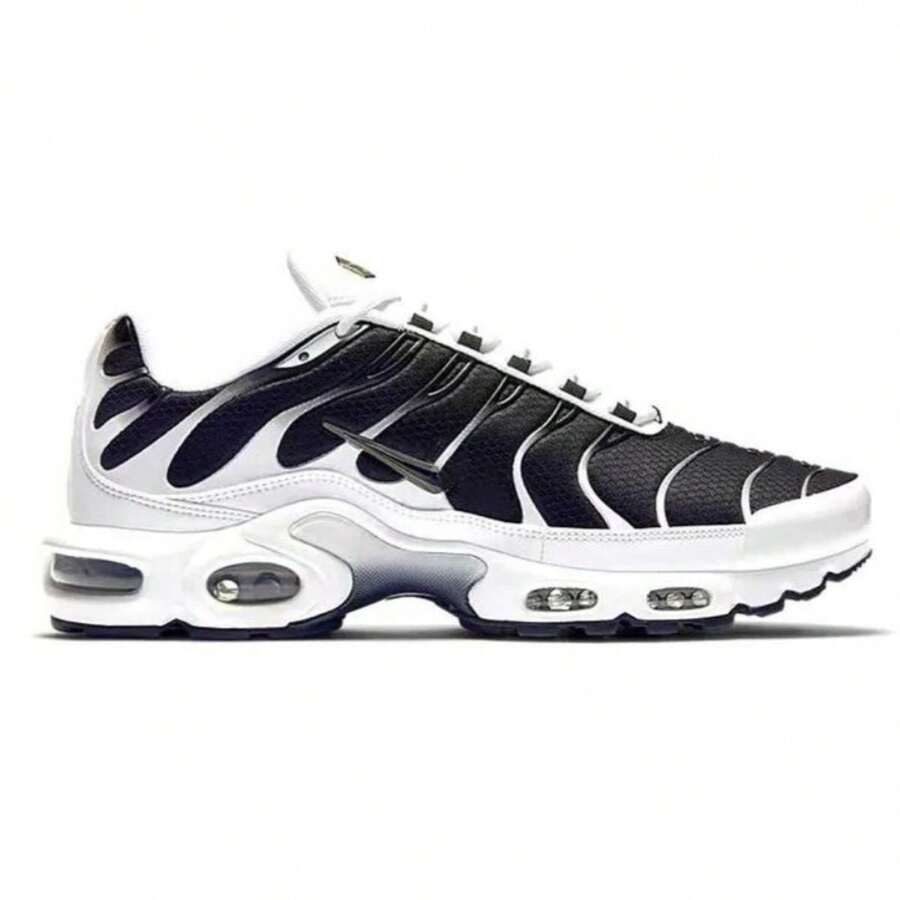 High-Quality, Functional Imported Pewter Sports Shoes, With Air Cushioning Sole, Reflective Details, Durable And Comfortable, Available In Various Colors. - White/Black - View 1