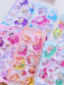 Pegatinas decorativas de dibujos animados con brillo en relieve 3D - Multicolor - Ver 5