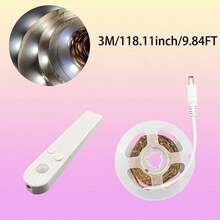 2835RGB 人体感应 LED 灯带，电池盒安装，电池或 USB 供电，暖白/冷白可选，柔和明亮的色彩，适用于楼梯、入口、衣柜、书房、卧室（不含电池） - CT-White light/Warm light - 查看 9
