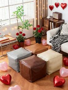 1pc Vintage Style Polyurethane Leather Storage Ottoman, Multifunctional Old Clothes Storage Bench, Foldable Clothes Storage Box, Wardrobe Storage Box, Living Room Footstool, Bedside Bench, Polyurethane Leather Waterproof Material, Dust-Proof And Moisture-Proof, Reusable, Suitable For Living Room Storage, Wardrobe Organization, Bedroom Decor, Home Decor, Household Storage, Home Furnishing - Multicolor - View 2