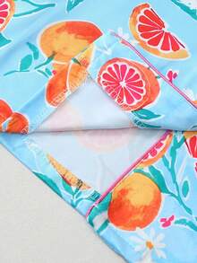 2PCS Womens Tropical Fruits Print Pajama Sets Pj Set Short Sleeve Button Down Shirt With Shorts - Nhiều màu - Xem 7