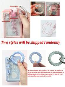 Transparent Pink Star-Shaped Pendant Keychain Card Holder/Photo Holder, Durable Clear ID Card Clip Macaron Color Acrylic Decorative Chain Keychain DIY Pendant Jelly Color High Elasticity Telephone Wire Hair Scrunchies, Detachable - Multicolor - View 9