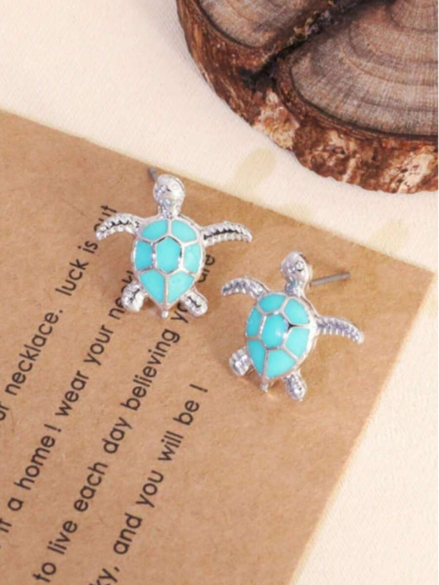 1 Pair Cute Casual Cartoon Sea Vacation Energetic Ocean Style Earrings - Blue - View 1