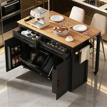 Mobile Storage Islands - Black + MDF - View 1