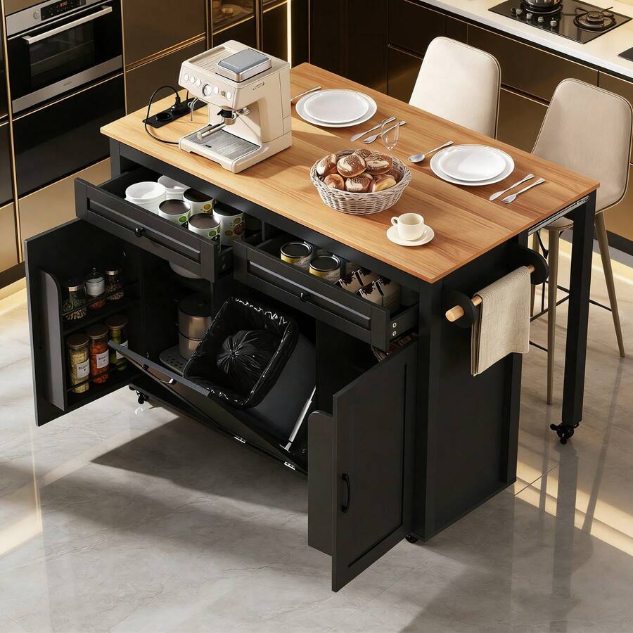 Mobile Storage Islands - Black + MDF - View 1