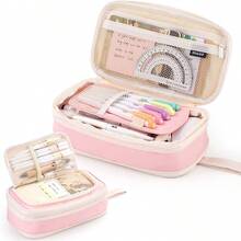 大容量多层收纳帆布笔袋，防污文具袋，学生多功能笔袋 - A6 - 查看 16