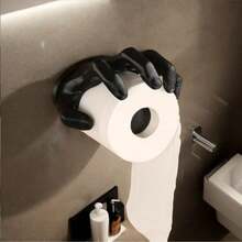 A Creative Black Hand-Shaped Wall-Mounted Toilet Paper Holder, Self-Adhesive And Easy To Install, Making It A Hygienic Bathroom Accessory. - Multicolor - View 6