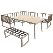 Garden Furniture Set With High-Quality Seat And Back Cushions, Garden Lounge Chairs For 6 To 8 People, Hand-Woven PE Rattan Sofa Set, Weather-Resistant, Beige - Beige - View 10