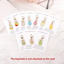 10个可爱迷你复活节兔子彩蛋钥匙扣，口袋拥抱魅力彩蛋和口袋拥抱卡片复活节钥匙圈，非常适合生日、复活节、母亲节、父亲节等特别场合，鼓励合成宝石，可爱迷你纪念品礼物 - 彩色 - 查看 5