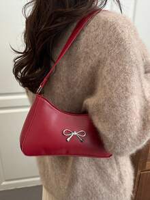 2026 New Elegant Niche Shoulder Bag, Underarm Bag, Fashionable Versatile Commuter Handbag For Women - Red - View 3