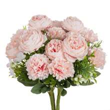 1/3/80朵人造牡丹丝花花环，家居室内花瓶桌面装饰，新娘捧花，节日户外花园DIY礼物，婚礼装饰，情人节礼物，春季装饰，斋月装饰 - 粉色 - 查看 2