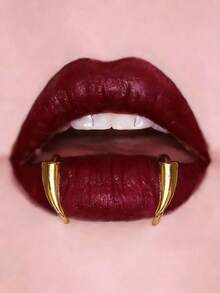 2pcs/Set Fashionable Unisex Vampire Square Lip Jewelry, Wolf Square Beaded Jewelry, No Piercing Required - Shape - View 2