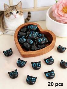 1/2/7/10/20/30/50颗装 多色可爱大眼睛小黑猫树脂珠，适用于DIY手链项链首饰制作材料 - 貓咪 - 查看 19