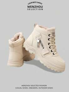 Nouvelles bottes de neige pour femmes grande taille, doublure thermique, isolation épaisse, montantes, légères - Kaki - Voir 5