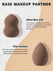 6个多功能化妆海绵，蛋形和葫芦形，不含乳胶，适用于面部/遮瑕/定妆粉，可水洗可重复使用，柔软化妆工具 - 彩色 - 查看 10