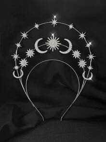 1/2件装女士水钻月亮星星发箍，3D立体发箍，金/银色发饰，优雅复古风，适合各种场合，新年发饰，女士配饰，发箍，发带，发饰，情人节礼物（含礼盒）发箍发圈 - 彩色 - 查看 8