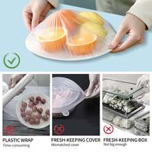 100Pcs Colorful Elastic Food Covers, Reusable Stretch Plastic Bowl Lids, Shower Cap Design For Kitchen Fridge Food Storage & Shoe Protection, Universal Fit For Plates/Cans/Cups - Multicolor - View 3