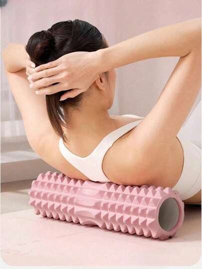 1 pieza Rodillo de espuma morado/rosa para masaje y yoga, adecuado para relajación muscular y flexibilidad - Masaje de tejido profundo con superficie texturizada, para yoga, pilates y fitness, accesorios de yoga | Rodillo texturizado | Rodillo ligero, accesorios de yoga