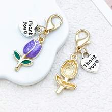 1 chiếc móc khóa hình trái tim bằng hợp kim tráng men, chữ cái, hoa tulip và tôm hùm, thích hợp làm quà tặng cho bạn bè. - Một cỡ - Xem 6